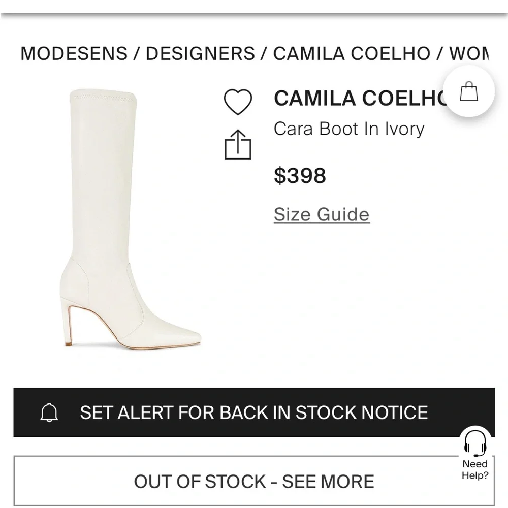 Camila Coelho Cara boots in ivory - white pointed toe stiletto leather boots - Picture 7 of 7